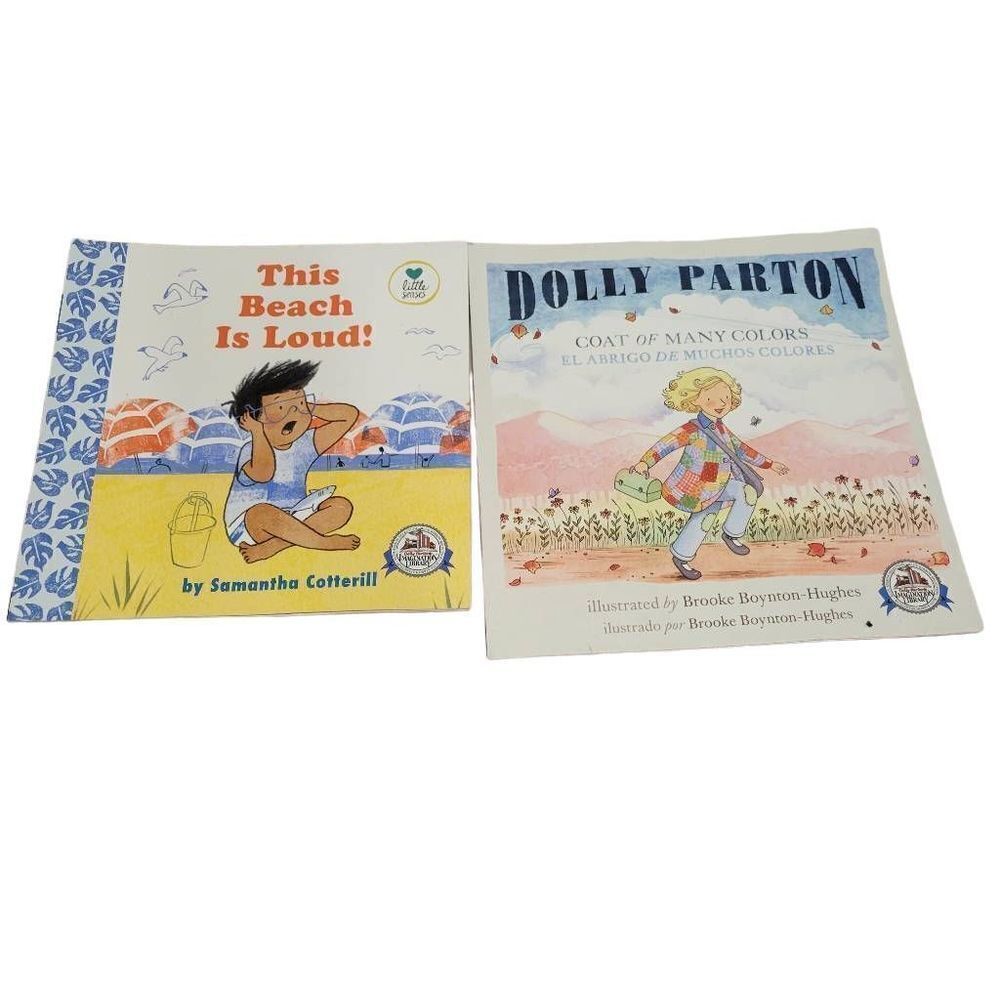 2 Children’s books, Dolly Parton Coat of Many Colors, This Beach is Load